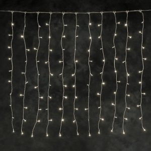 Rideau lumineux LED blanc chaud sur prise 3 x 6 m